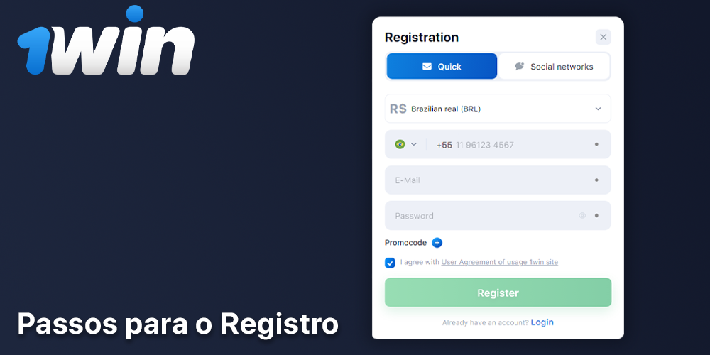 Instruções passo a passo para os jogadores brasileiros sobre como criar uma conta 1Win