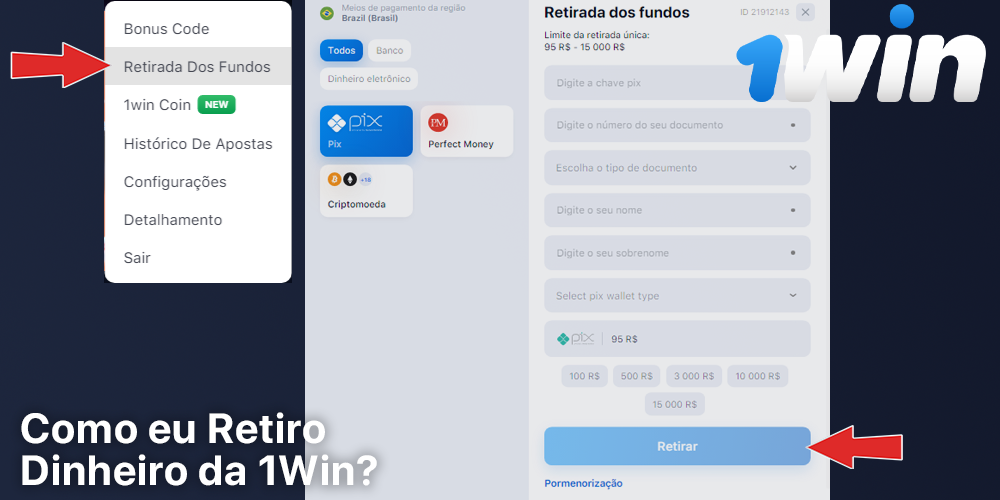 Instruções passo a passo sobre como retirar seu dinheiro de 1Win